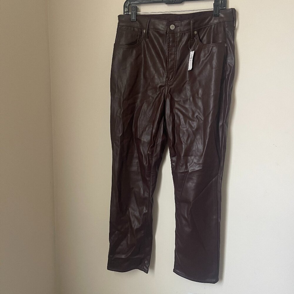 Gap Vintage Slim High Rise Faux Leather Pants - Brown, Size 32/14R NWT